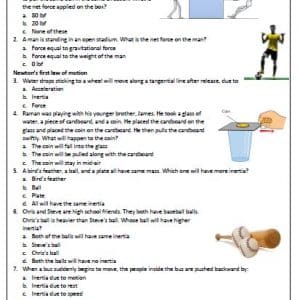 Newton's Laws of Motion Worksheet