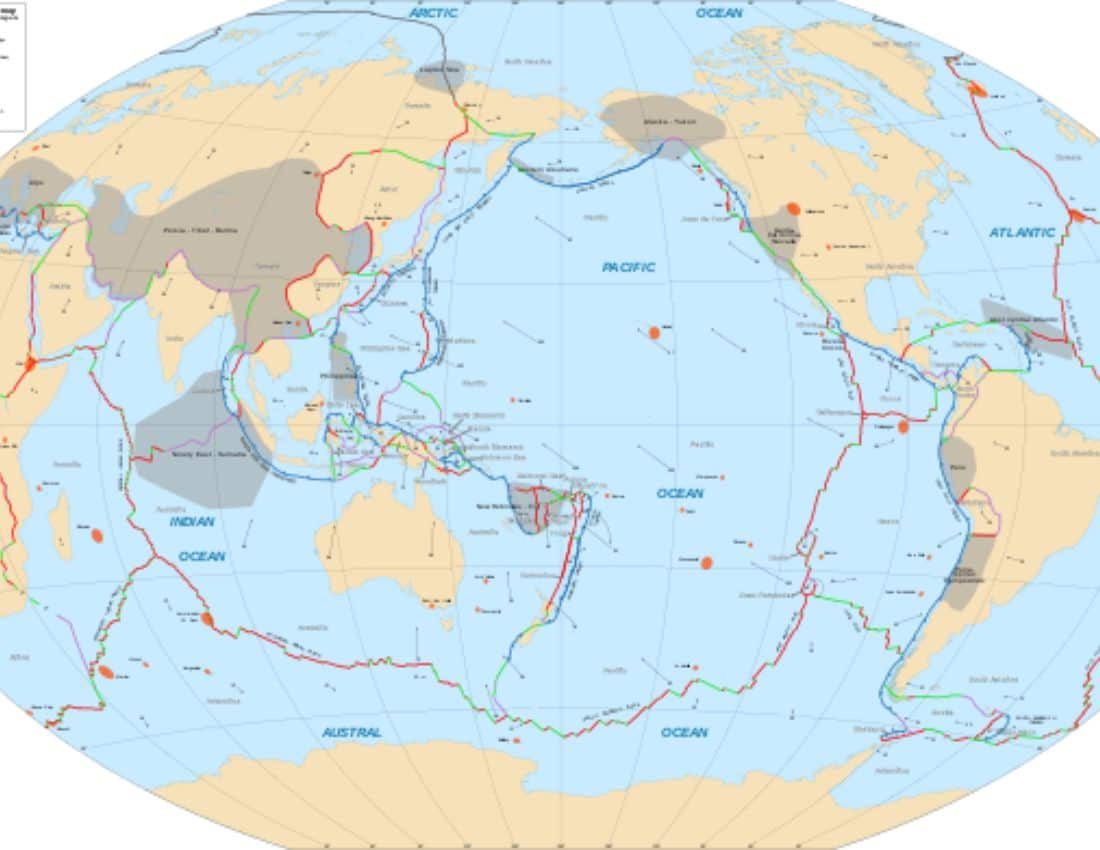 Some of the main plates that make up the Earth’s crust