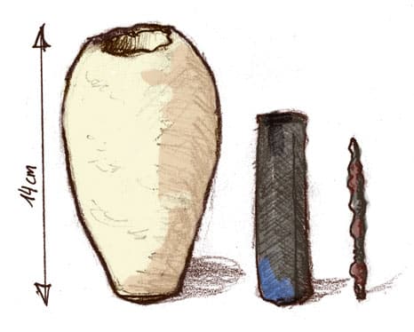 An illustration of the components of the Baghdad battery