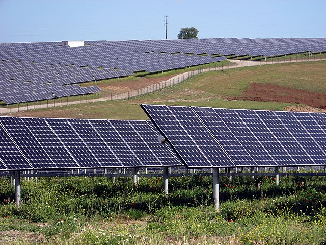 A large solar power park in Serpa, Portugal