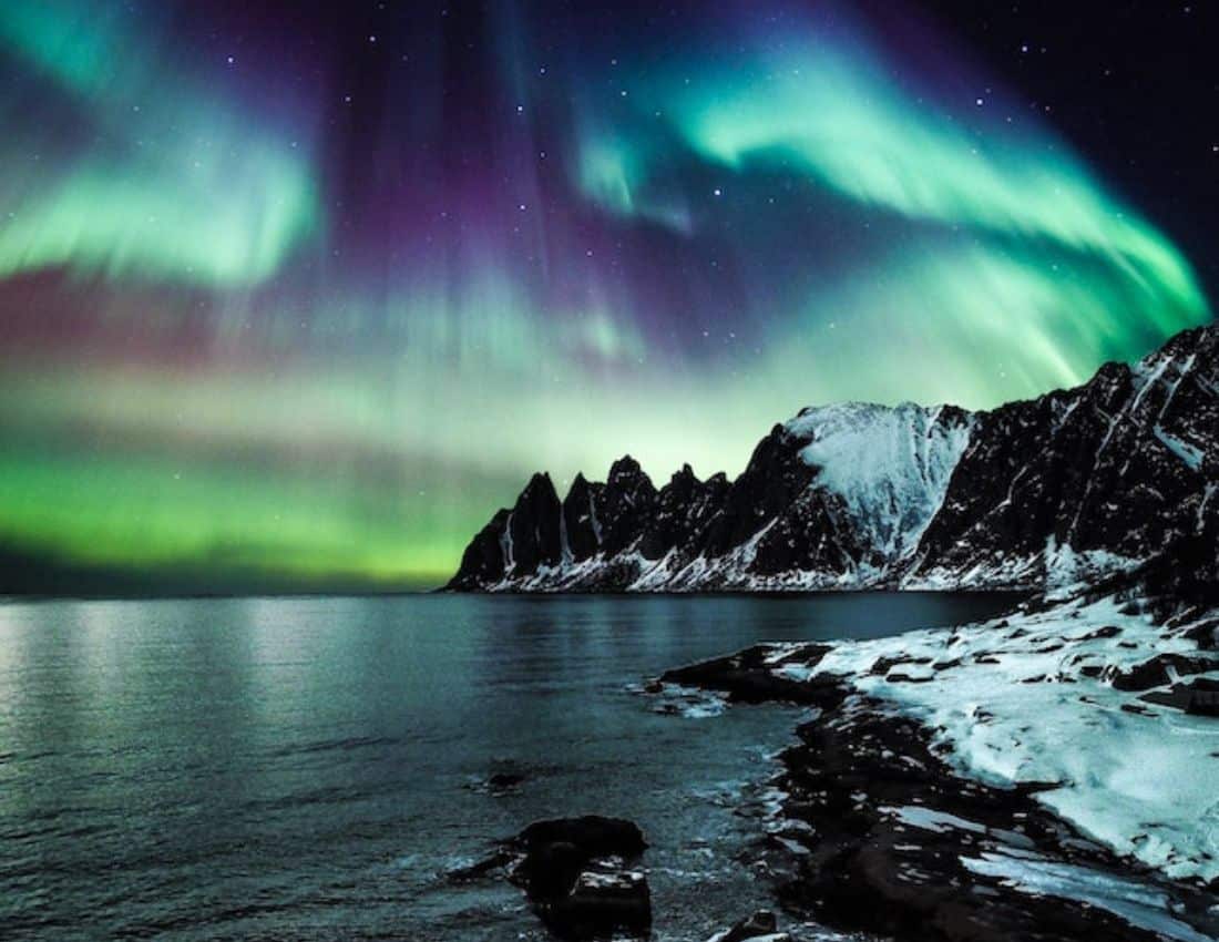 Example of aurora borealis in the Arctic