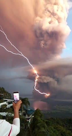 Volcanic lightning during the eruption of Taal Volcano
