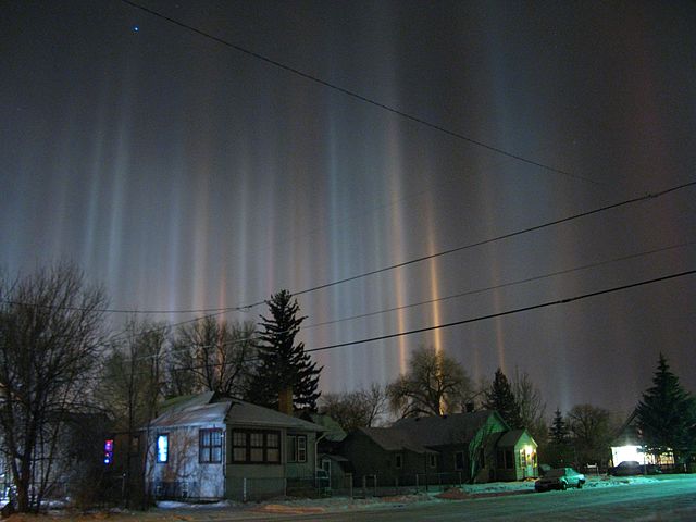 Light pillars on a cold January night in Wyoming, U.S. Credit: Christoph Geisler