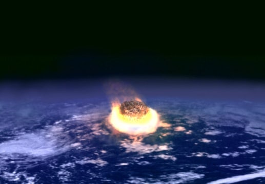 An illustration of an asteroid hitting Earth