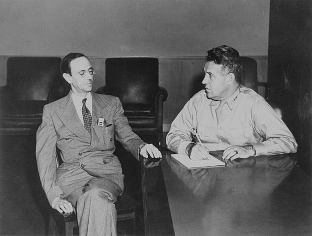 Chadwick with the director of the Manhattan project, Leslie Groves