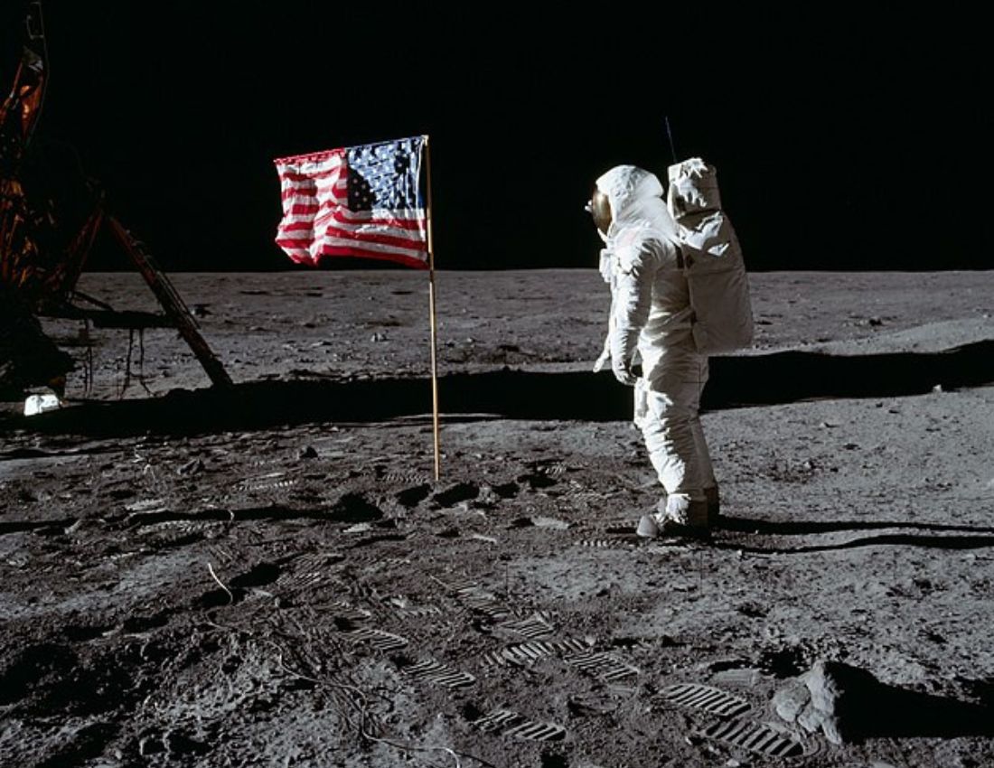 Astronaut Buzz Aldrin planted the U.S. flag on the Moon on July 20, 1969