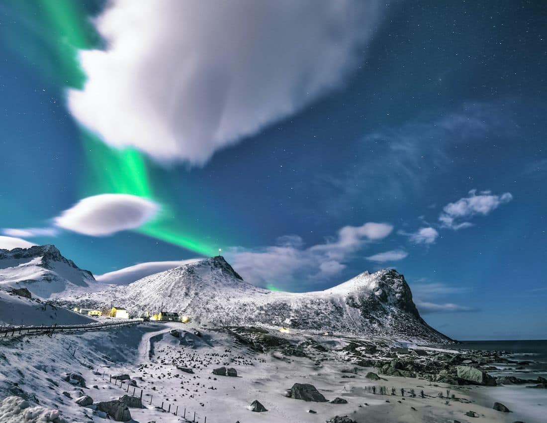 mountains during night