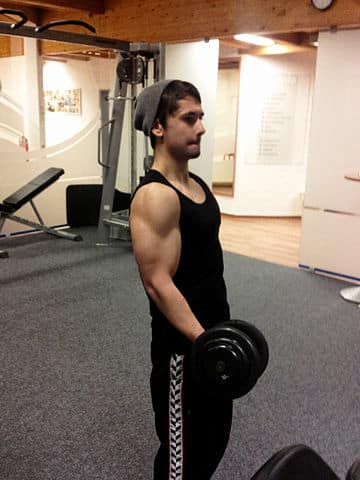 A person holding a weight