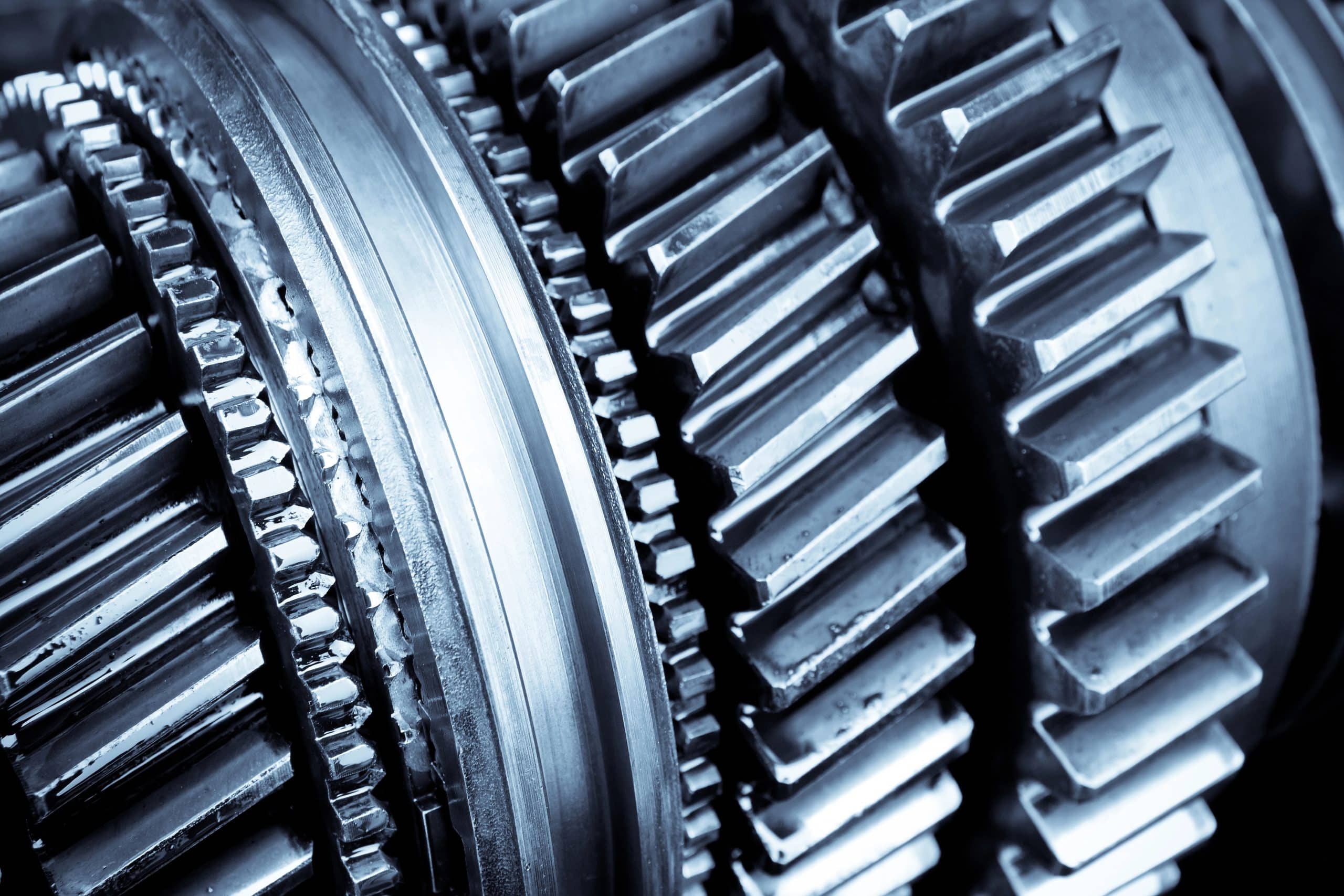 Close-up of the gear in car transmission