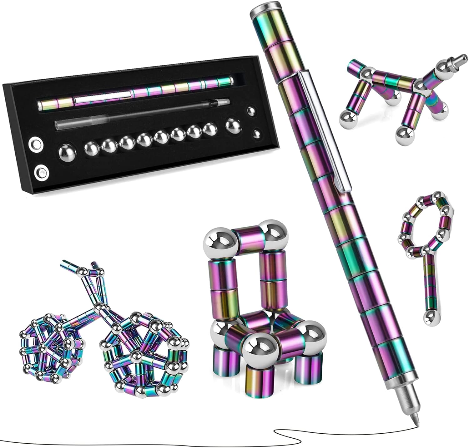Color Fidget Pen Toy, Sensory Tool EDC Fidgeting Game for Adults