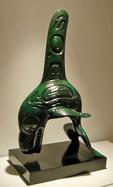 A sculpture of an Orca