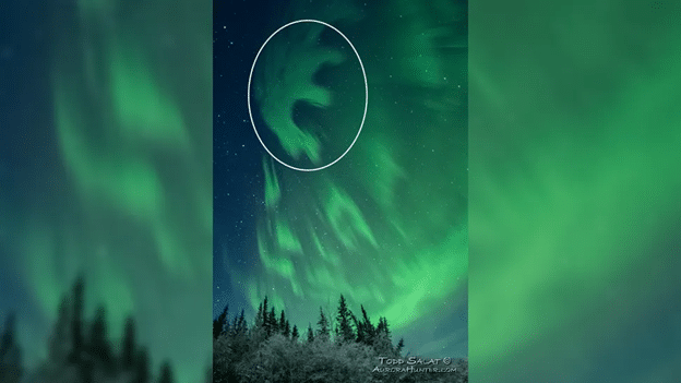 unique E-shaped aurora
