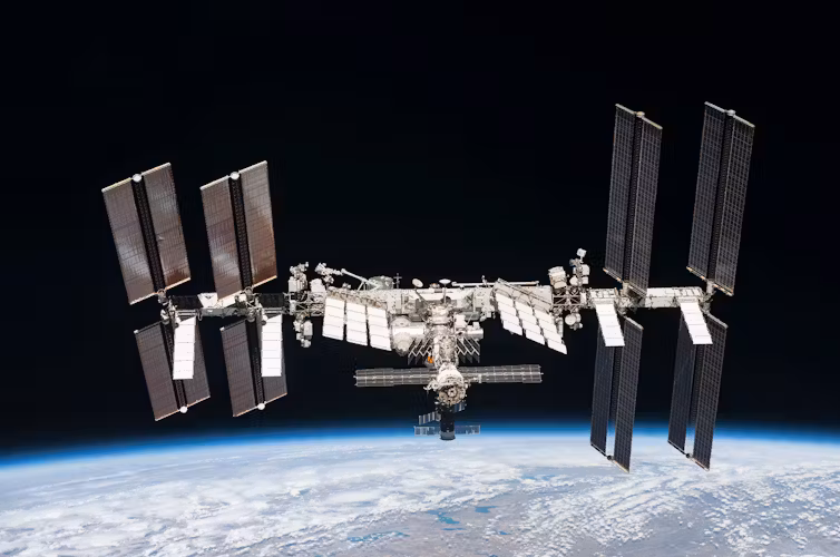 The International Space Station orbits Earth