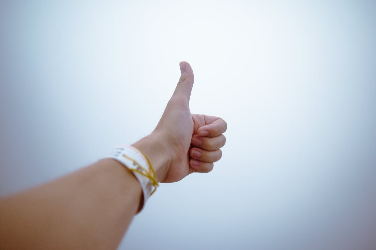 Man gives thumbs up