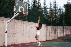 a woman jumping